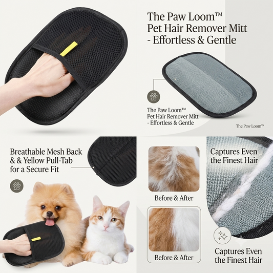 The Paw Loom™ Gentle Grooming & Deshedding Glove — Premium Pet Hair Remover Mitt